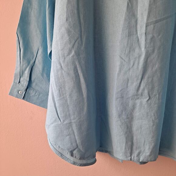 Anthony Richards Blue Button Up Long Sleeve Linen Blend Shirt Size 24W NWOT - Picture 10 of 11